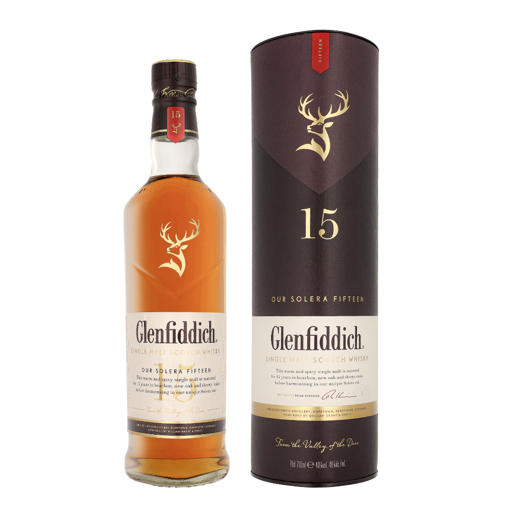 Glenfiddich 15 Years Unique Solera 70cl Whisky Giftbox
