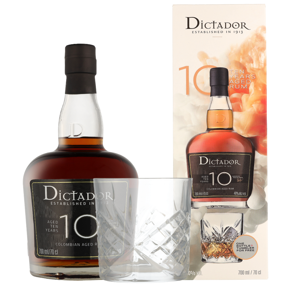 Dictador 10 Years + glas 70cl Rum
