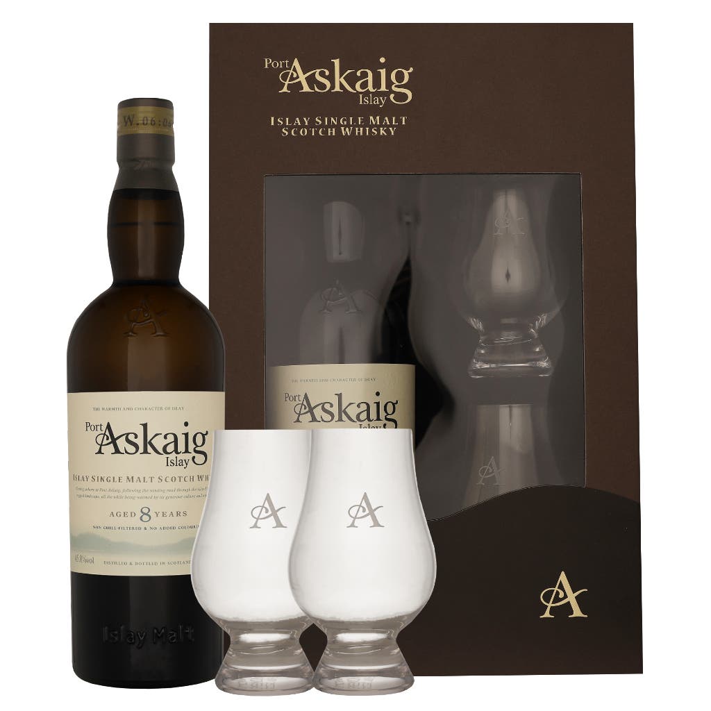 Port Askaig 8 Years + 2 Glasses 70cl