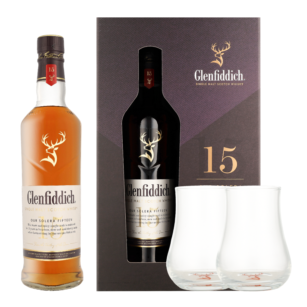 Glenfiddich 15 Years Solera 2 glazen 70cl Whisky