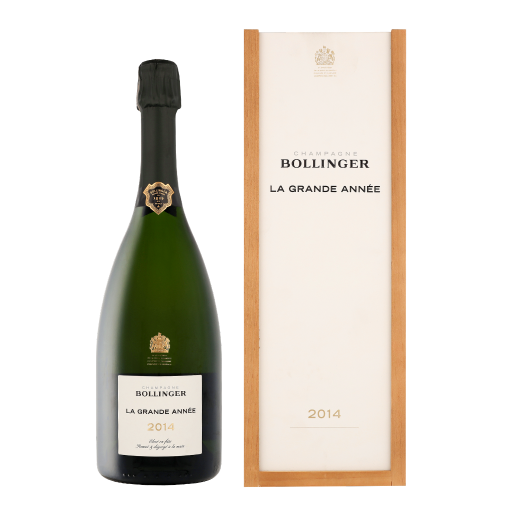 Bollinger La Grande Annee 2014 DF-Label + Wooden GB 0.75 liter Wijn + Giftbox