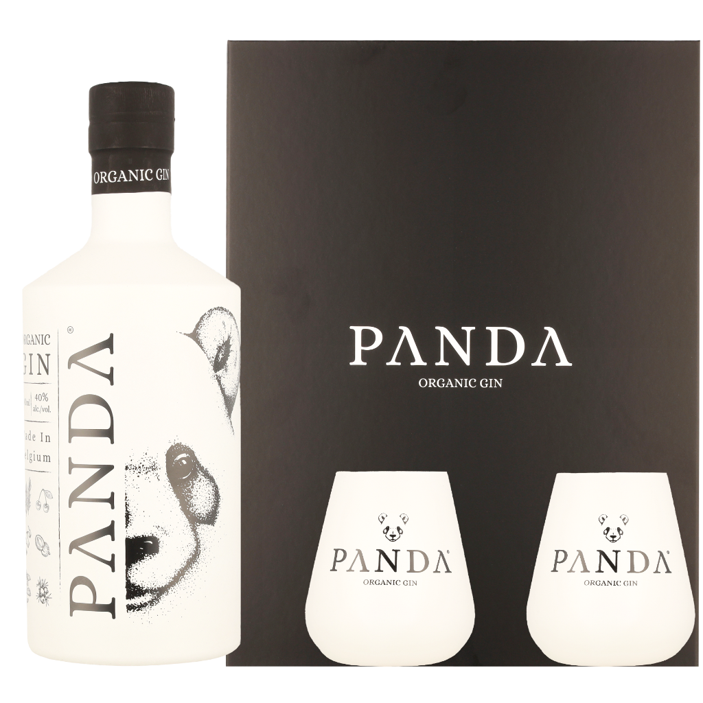 Panda Gin Black Box + 2 glazen 0.7 liter