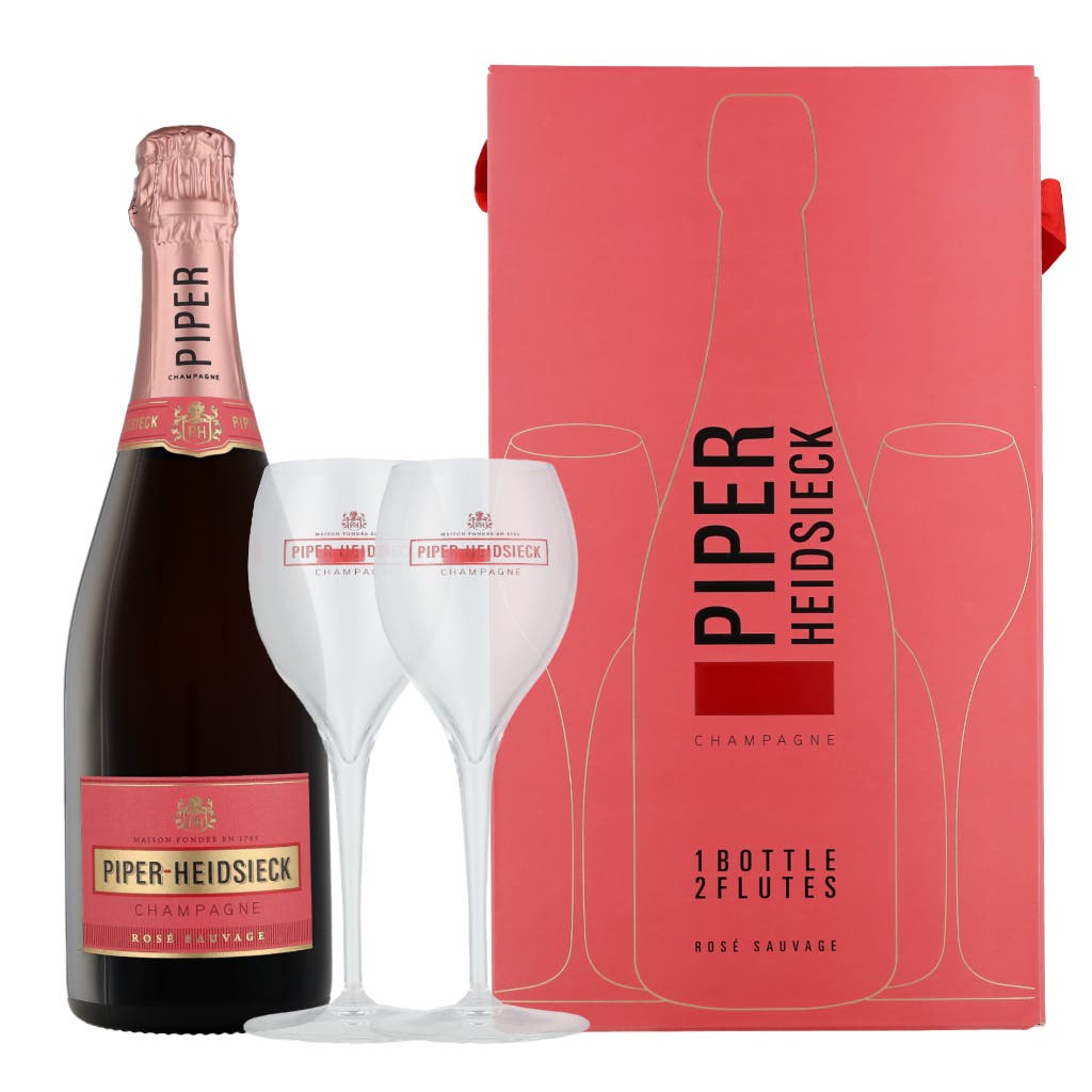 Piper Heidsieck Cuvee Brut Rose + 2 Glasses 0.75 liter