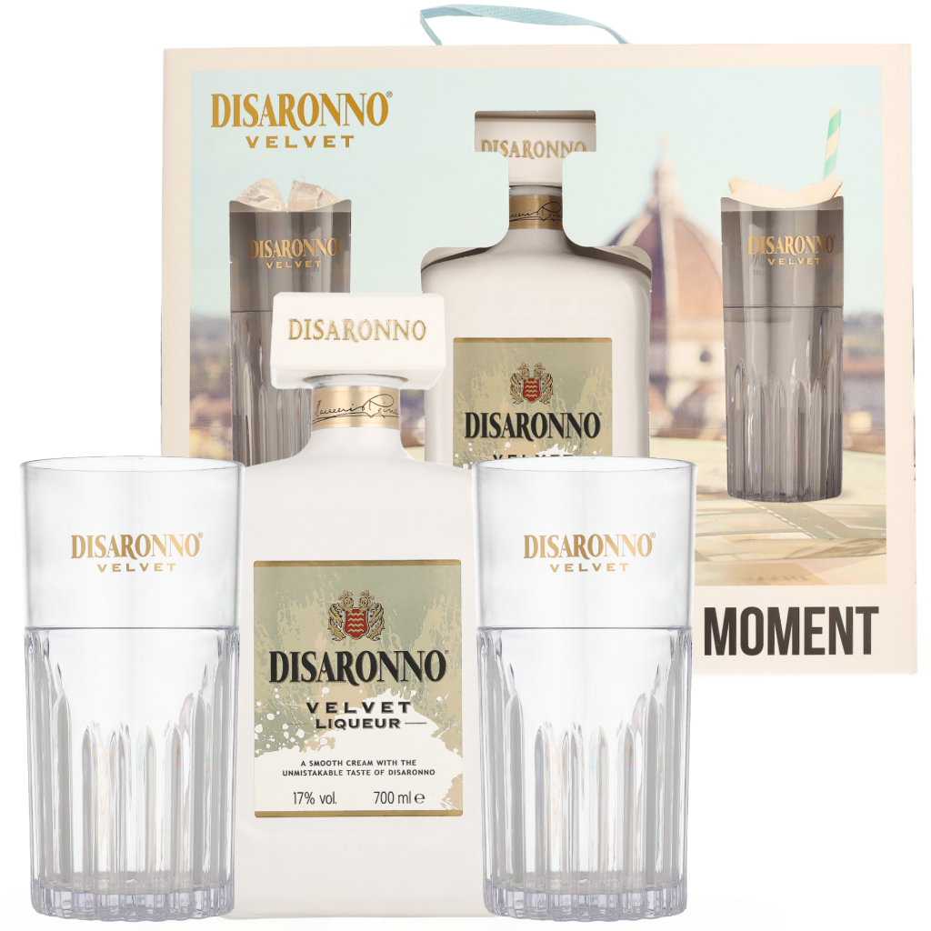 Disaronno Velvet + 2 Batida glazen 0.7 liter Likeur