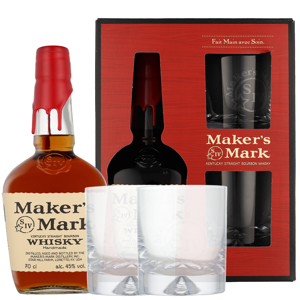 Maker&apos;s Mark + 2 glazen 0.7 liter Whisky