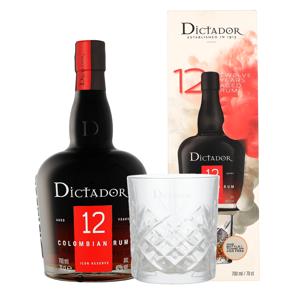 Dictador 12 Years + glas 0.70 liter Rum
